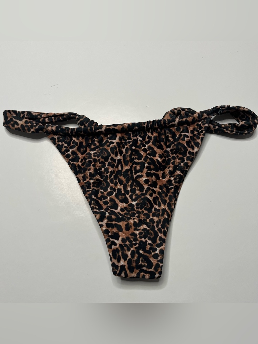 Hoaka x Claudia Leopard-Print Thong Bikini Bottom - Brown & Black